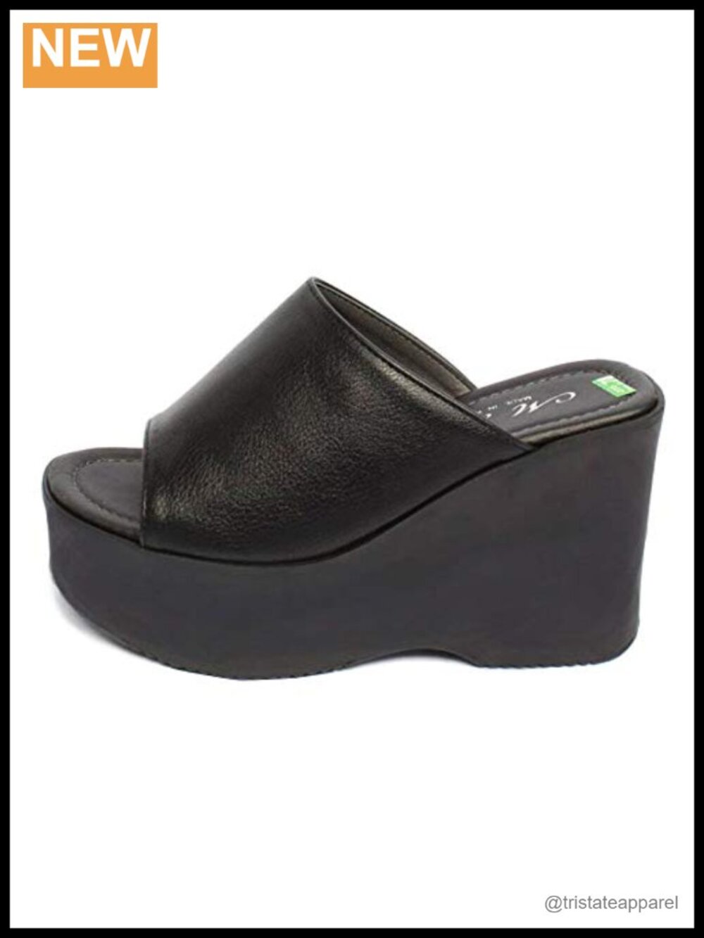 Platform High Heel Slippers Slides Faux Leather Open Toe Cushioned